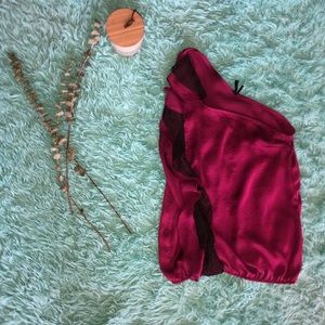 One shoulder top with black lace detailing